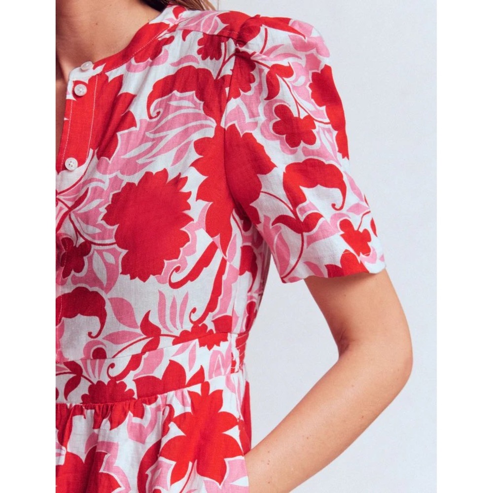 Boden Ivy Button Linen Midi Dress
Red Shadow Blossom Size 6R New With Tags - Picture 3 of 7